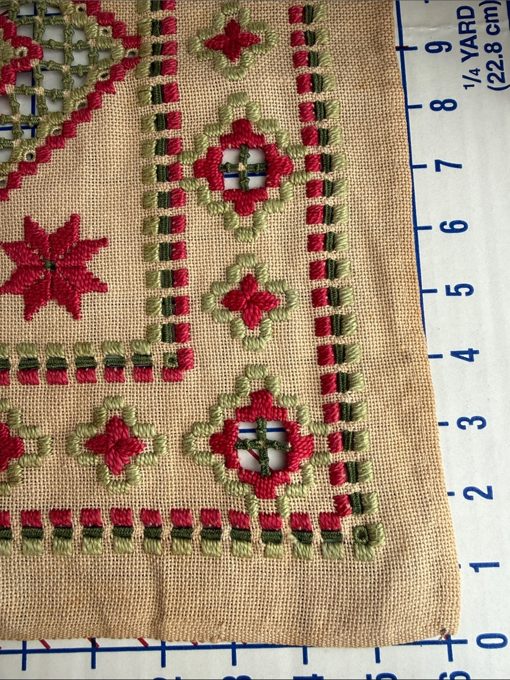 Vintage Hand Embroidered Drawn Thread Hardanger Style Table Topper 18” Square - Picture 3 of 15